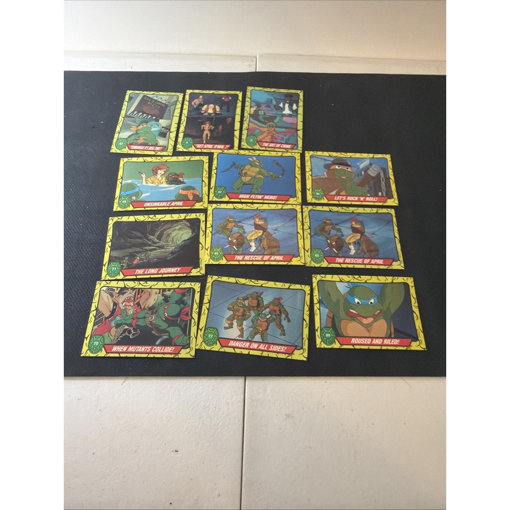 Vintage 1990 TMNT Topps Trading Cards Incomplete Card Set Of 12. Good Condition